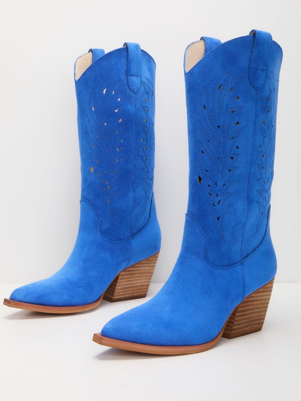 Miracle Miles Electric Blue Suede Western Heeled Boots NWT - Picture 7 of 16